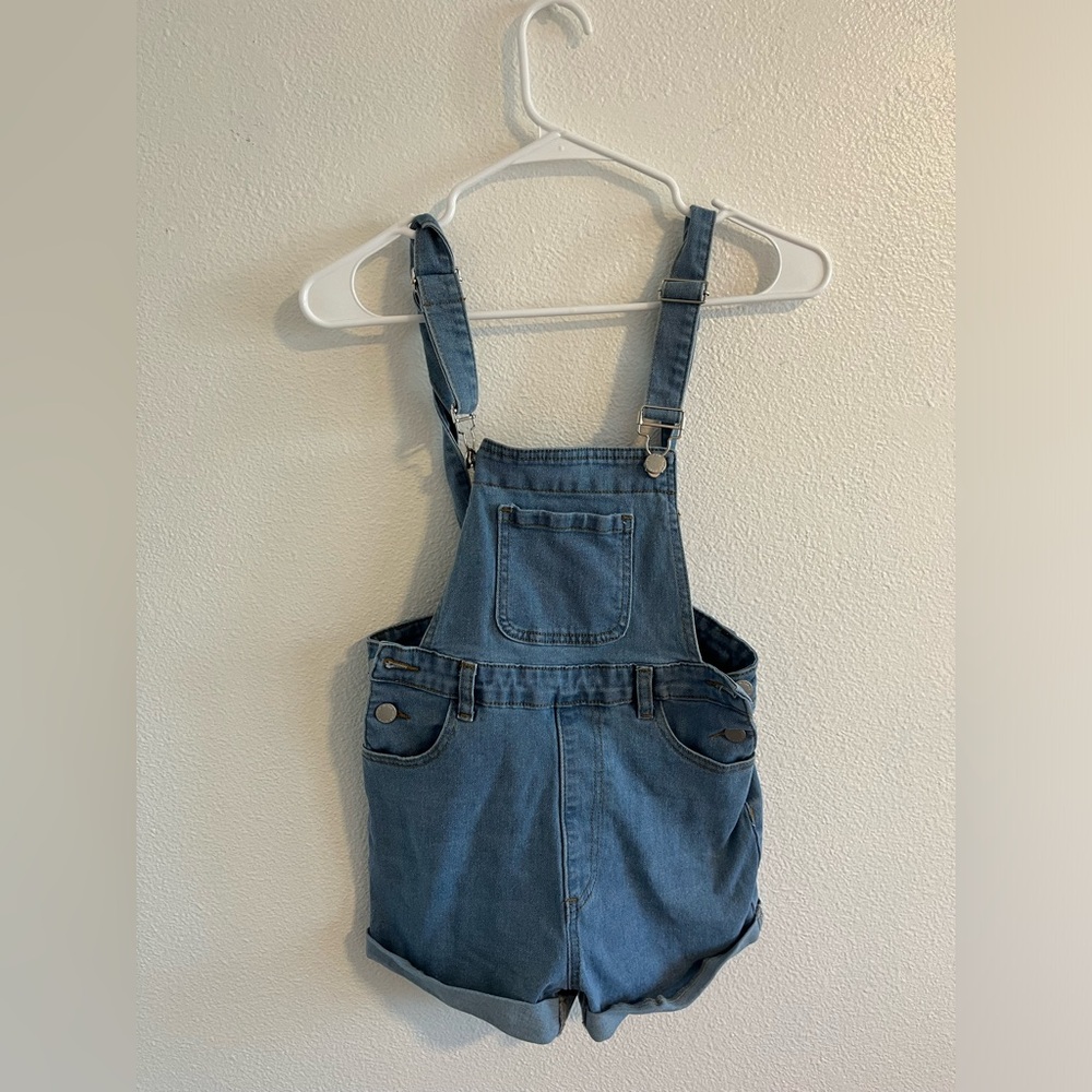 Light Wash Shorts Overalls